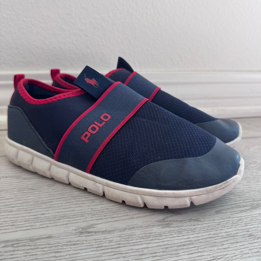Polo Ralph Lauren Barnes II Kids Navy Red Slip On Sneakers RF103112 Size 3